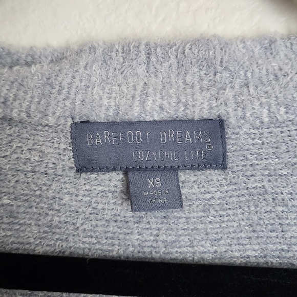 Barefoot Dreams Cozychic Lite Longline Open Front Cardigan Baby Blue Gray Lounge - Picture 9 of 9